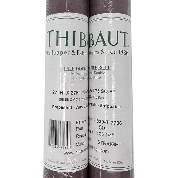 Thibaut Wallpaper 2 Double Rolls Earthy Purple Fruit Vegetables Print New NWT - Picture 3 of 7